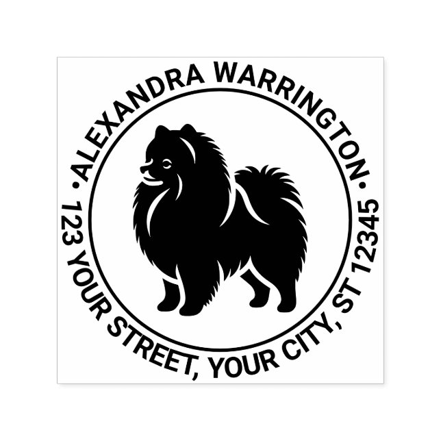 Sello Automático Pomerania Pom Dog con Silh Name Ret (Diseño)