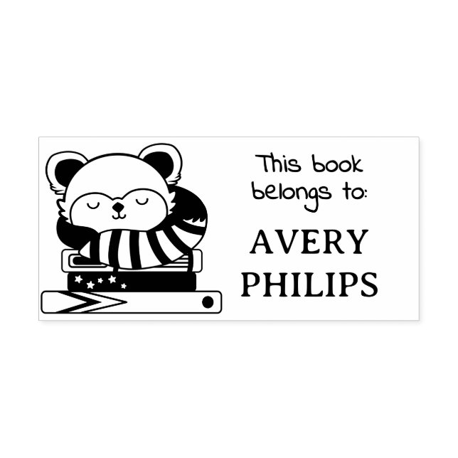 Sello Automático Poniendo el rojo Panda Este Libro Pertenece A (Diseño)