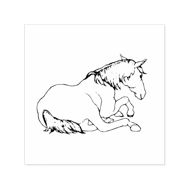 Sello Automático Pretty HORSE Lying Down, Line Drawing (Diseño)