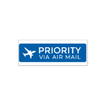PRIORITY VIA AIR MAIL 飛行機 airplane セルフインキングスタンプ