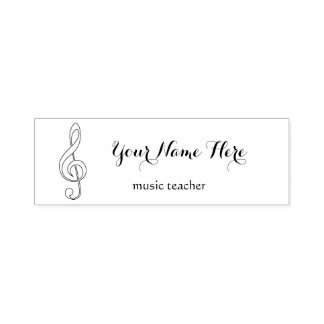 Sello Automático profesor de música negro y blanco trébol clef