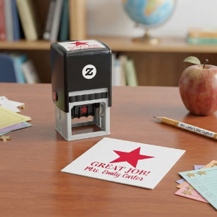 Sello Automático Profesor Personalizado Estrella Gran Trabajo 