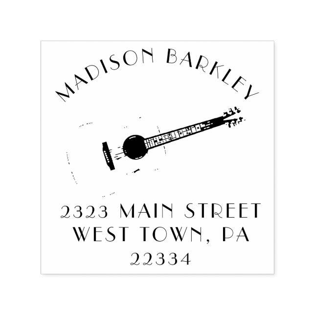 Sello Automático Profesora de Música de Guitarra Acústica (Diseño)