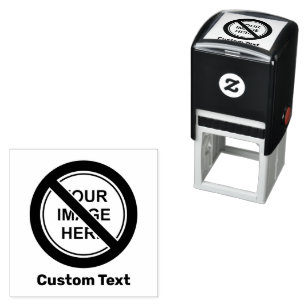 Sello Automático Prohibición del Rótulo circular con texto e imagen