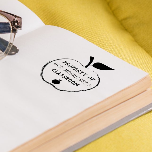 Sello Automático Propiedad De | Personalizado | Manzana (Property Of | Personalized | Apple Self-inking Stamp)