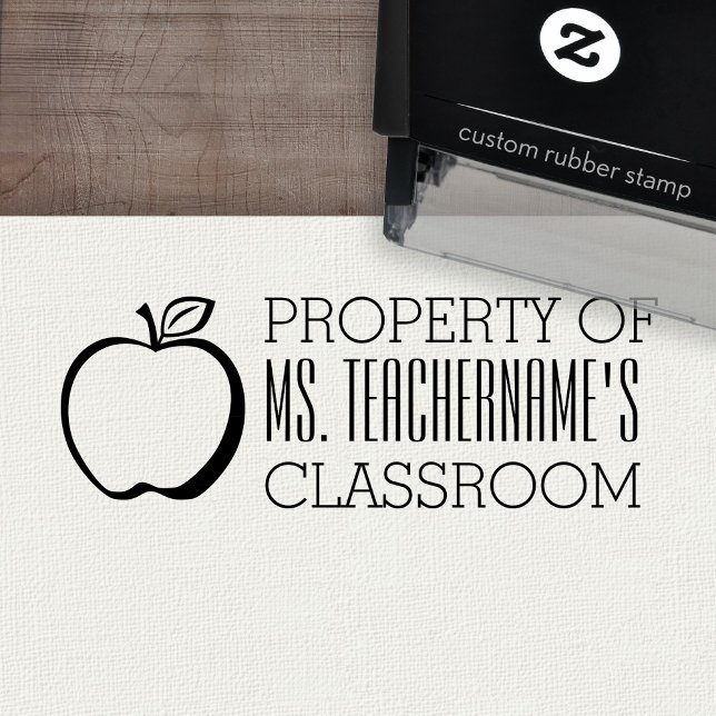 Sello Automático Propiedad del aula de nombre del profesor Personal (Custom Teacher Stamp - Self Inking Rubber Stamp)