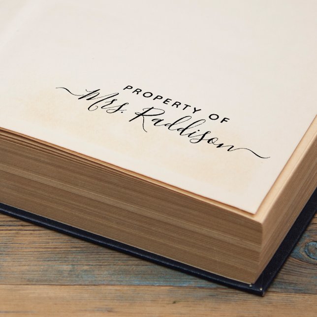 Sello Automático Propiedad Del Nombre De Script Escrito A Mano (Property Of Handwritten Script Name Self-inking Stamp)