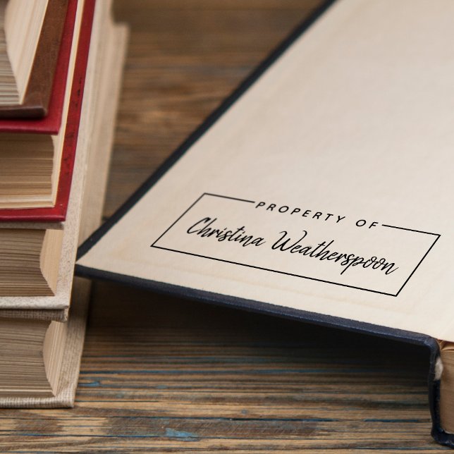 Sello Automático Propiedad Simple Del Nombre De Script Escrito A Ma (Simple Property Of Handwritten Script Name Self-inking Stamp)