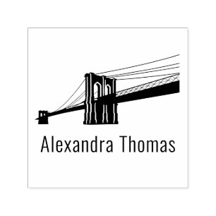 Sello Automático Puente de Brooklyn NYC Silueta Nombre Monograma
