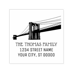 Sello Automático Puente de Brooklyn Silueta de NYC Nombre Dirección
