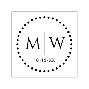 Sello Automático Puntos Dotados Marco redondeado dos Bodas iniciale