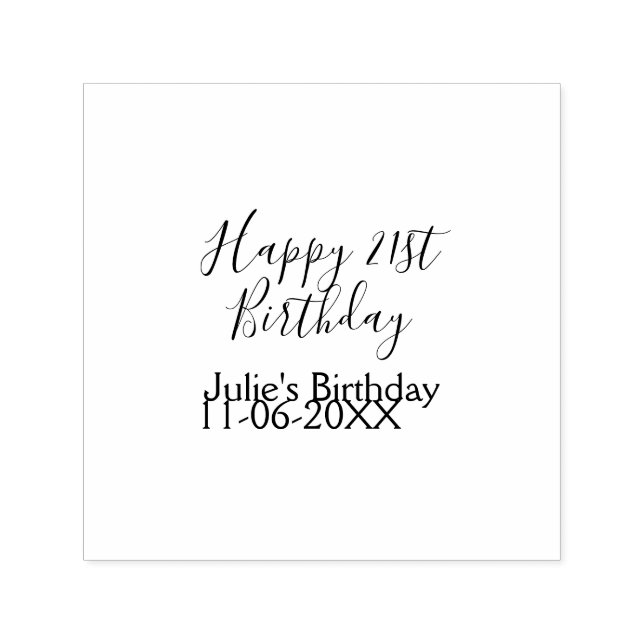 Sello Automático Purple happy 21st cumpleaños fecha Keychain (Diseño)