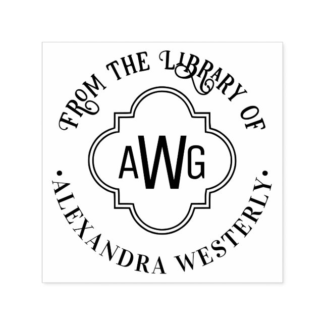 Sello Automático Quatrefoil marroquí 3 Nombre inicial del libro de  (Diseño)