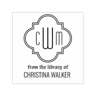 Sello Automático Quatrefoil marroquí 3 Nombre inicial del libro de