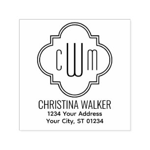 Sello Automático Quatrefoil marroquí 3 Nombre inicial # Dirección d