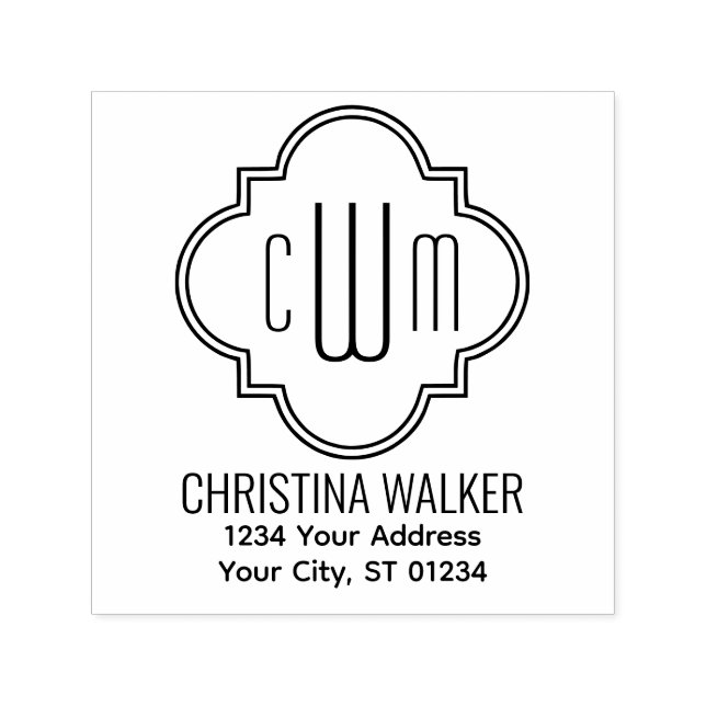 Sello Automático Quatrefoil marroquí 3 Nombre inicial # Dirección d (Diseño)