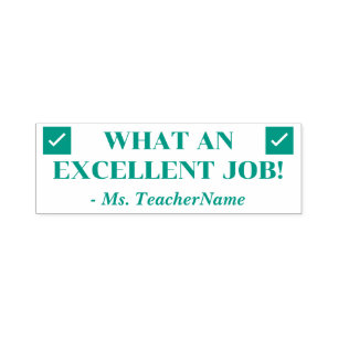 Sello Automático "¡QUÉ EXCELENTE TRABAJO!" + Nombre del profesor Pe