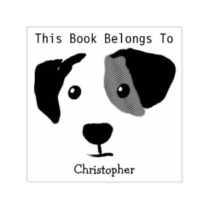 Sello Automático Quizzical Happy Dog Este Libro Pertenece A