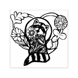 Sello Automático Raccoon Nature aprecia el arte del girasol