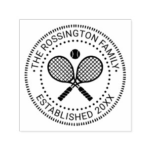 Sello Automático Racquetas de Tenis Cruzadas Apellido Fecha Estable