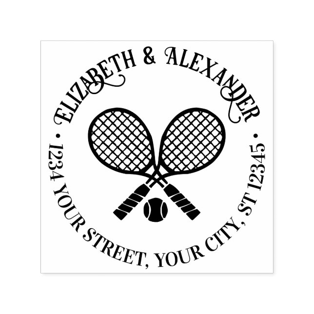 Sello Automático Racquets de tenis cruzados Racquets Couple Return  (Diseño)