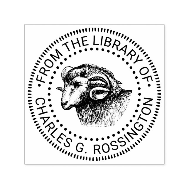 Sello Automático Ram Head Face Library Nombre del libro (Diseño)