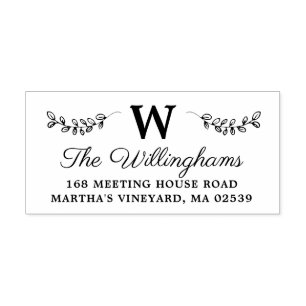 Sello Automático Ramas botánicas con hojas Monograma