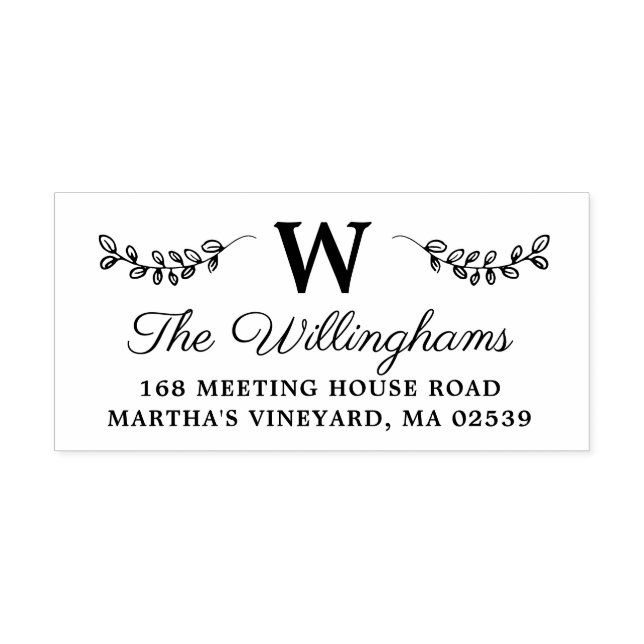 Sello Automático Ramas botánicas con hojas Monograma (Diseño)