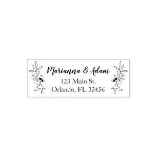 Sello Automático Ramas frondosas dibujadas mano de la boda de la