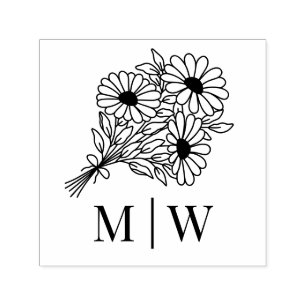 Sello Automático Ramo de flores silvestres #2L Iniciales de la pare