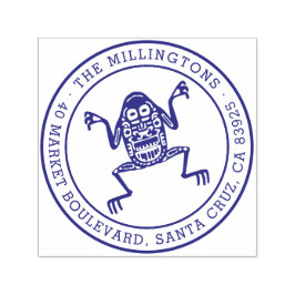 Sello Automático Rana étnica | Nombre de familia redonda y direcció