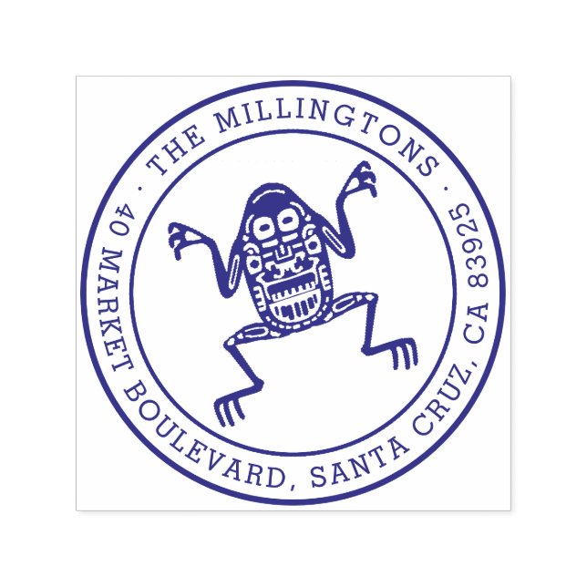 Sello Automático Rana étnica | Nombre de familia redonda y direcció (Diseño)