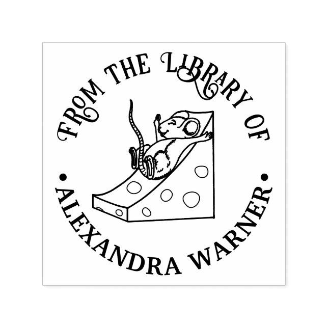 Sello Automático Ratoncito en tobogán de queso suizo Nombre del lib (Diseño)