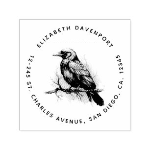 Sello Automático Raven negro en una dirección de Ilustracion de suc
