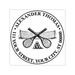 Sello Automático Red de Tenis Vintage Deportivo, Raquetas Cruzadas,