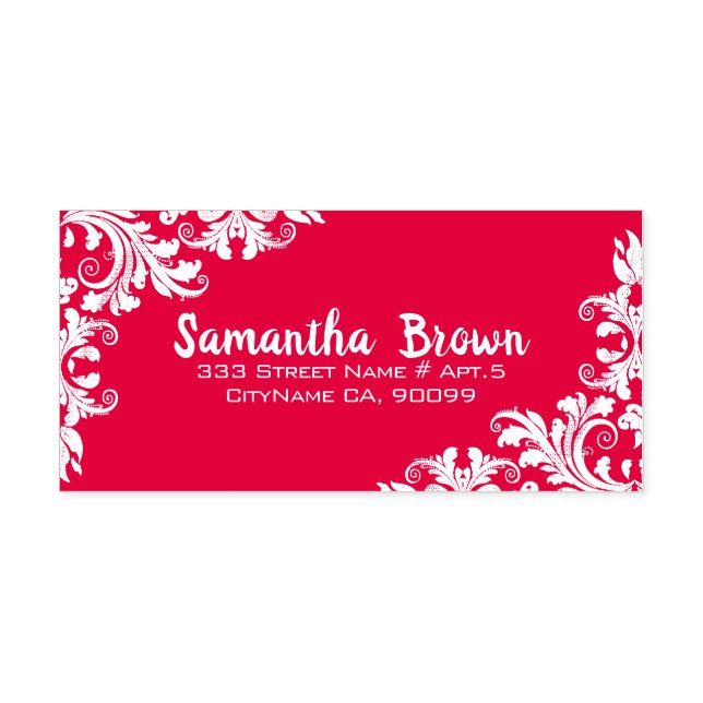 Sello Automático Red Floral Swirls (Diseño)