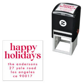 Sello Automático Red Moderno Feliz Navidades de Navidad Dirección d