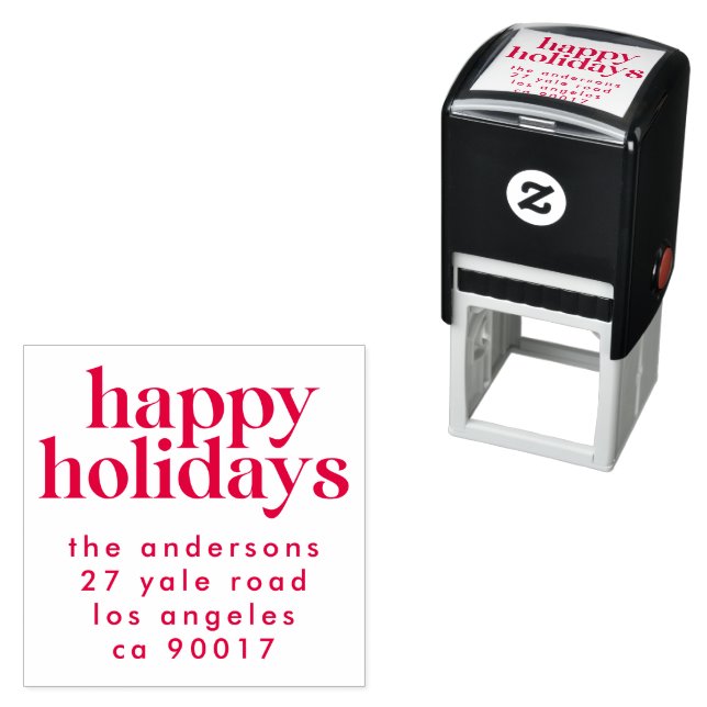 Sello Automático Red Moderno Feliz Navidades de Navidad Dirección d (In Situ)