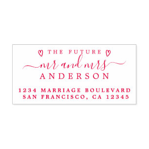 Sello Automático Red Script Future Mr Mrs Boda Return Address