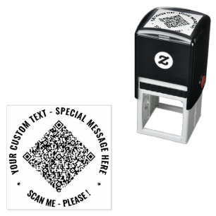 Sello Automático Redondo con Código QR y Texto Per
