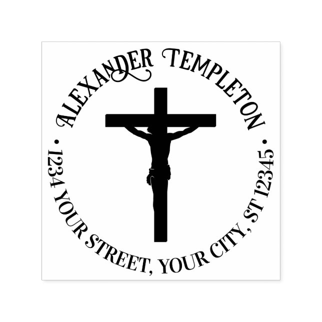 Sello Automático Redondo de dirección de retorno de crucifixión sim (Diseño)