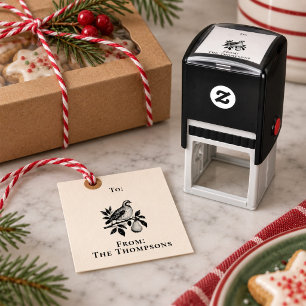 Sello Automático Regalo personalizado de Navidad con perdiz vintage