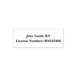 Sello Automático Registered Nurse's Name Italics and License Number