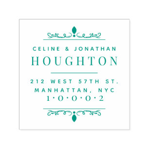 Sello Automático Remite casado art déco elegante de los pares