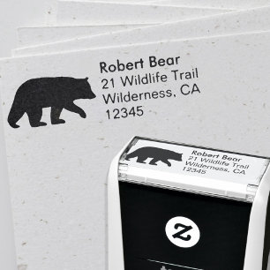 Sello Automático Remite de la silueta del oso negro