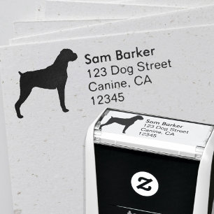 Sello Automático Remite de la silueta del perro del boxeador -