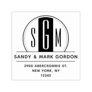 Sello Automático Remite del art déco del círculo elegante del