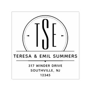 Sello Automático Remite del art déco del círculo elegante del