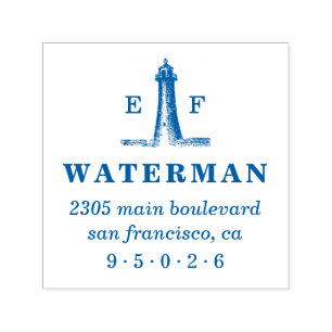 Sello Automático Remite del monograma del faro del vintage