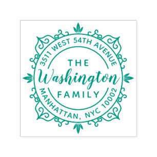 Sello Automático Remite elegante redondo del apellido de la